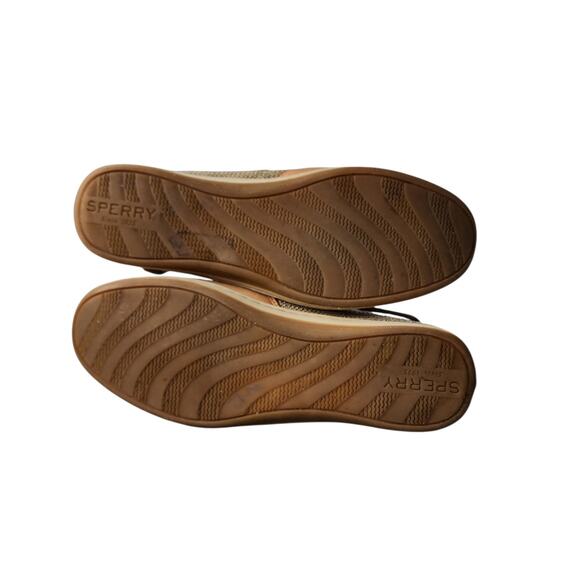 Sperry Songfish Linen Oat Leather Top Sider Boat Shoes 8 - Picture 8 of 9